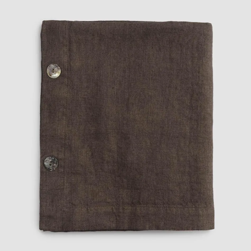 Modułowy obrus z kolorowego lnu z dziurkami i 10 guzikami - śródziemnomorski Viadurini