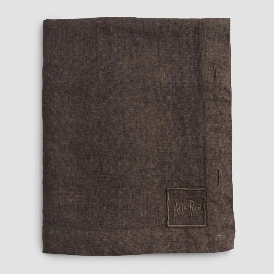 Modułowy obrus z kolorowego lnu z dziurkami i 10 guzikami - śródziemnomorski Viadurini