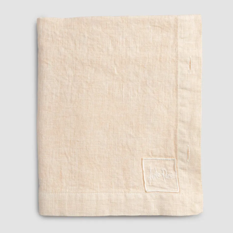 Modułowy obrus z kolorowego lnu z dziurkami i 10 guzikami - śródziemnomorski Viadurini