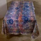 Obrus włoskiej sztuki z ręcznie drukowanym bawełnianym jednoczęściowym - marki Viadurini