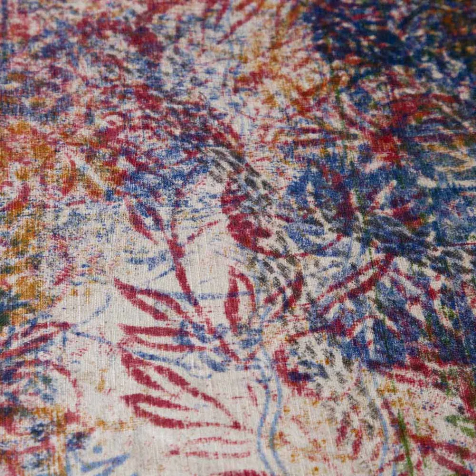 Obrus włoskiej sztuki z ręcznie drukowanym bawełnianym jednoczęściowym - marki Viadurini