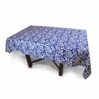 100% włoski ręcznie robiony obrus lniany z jednoczęściowym nadrukiem ręcznym - marki Viadurini