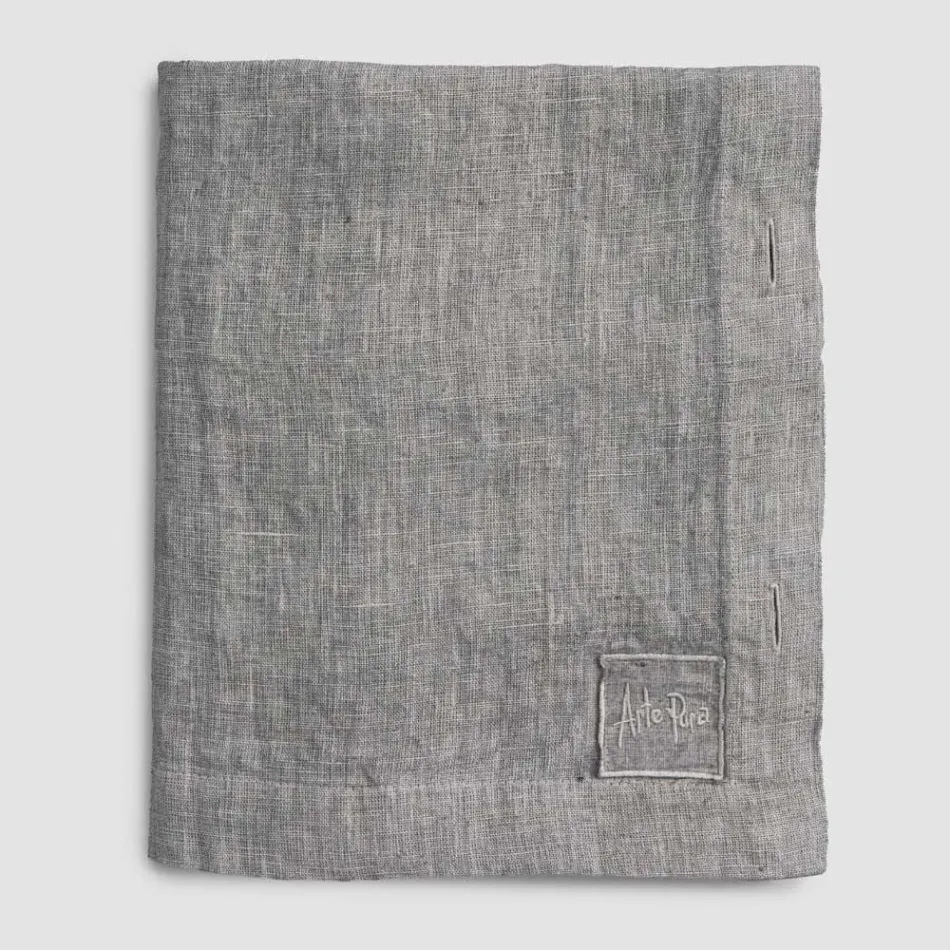 Prostokątny lniany obrus z dziurkami i 10 guzikami, luksusowy - śródziemnomorski Viadurini