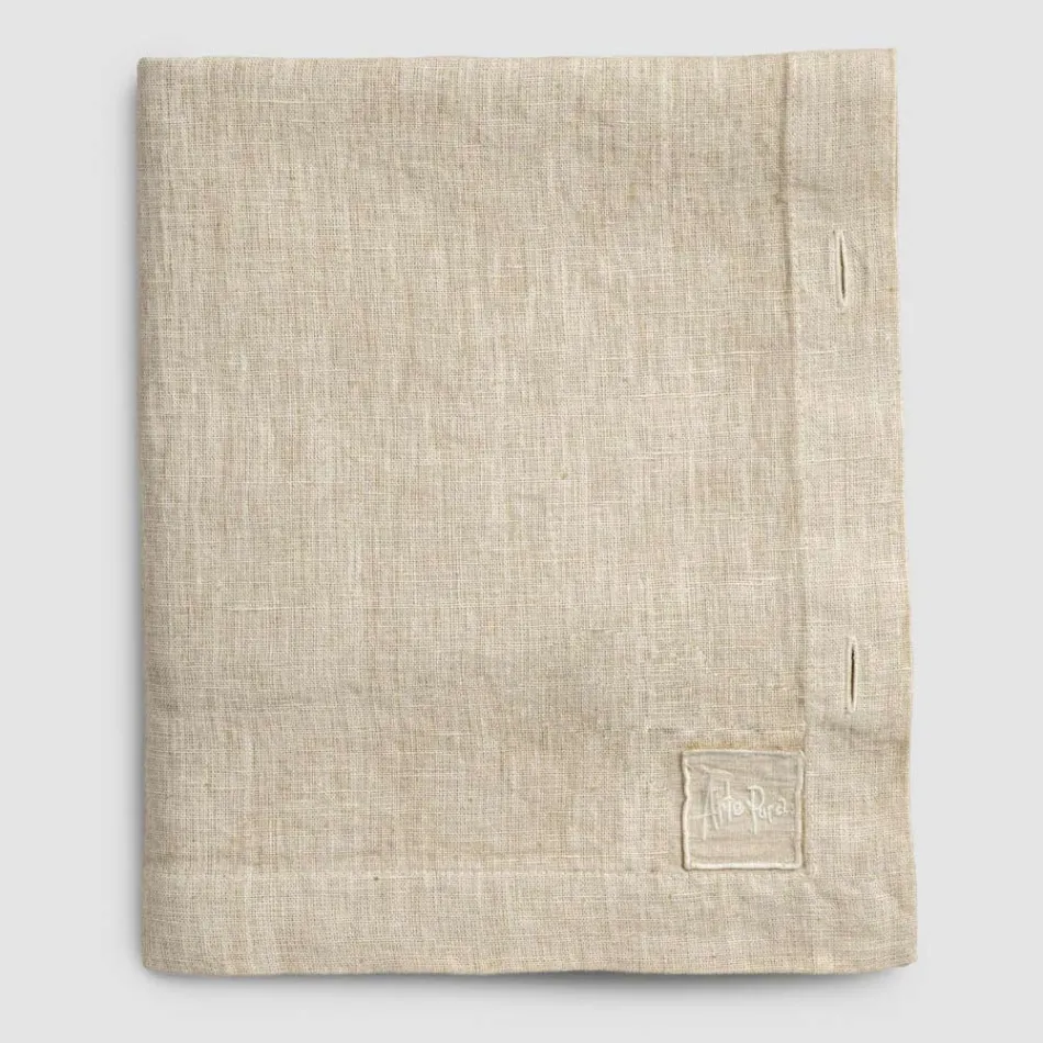 Prostokątny lniany obrus z dziurkami i 10 guzikami, luksusowy - śródziemnomorski Viadurini