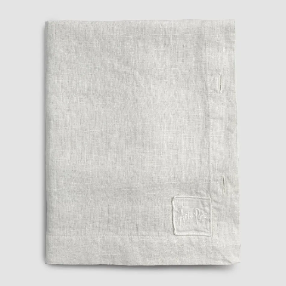 Prostokątny obrus lniany z dziurkami na guziki i 12 luksusowymi guzikami - śródziemnomorski Viadurini