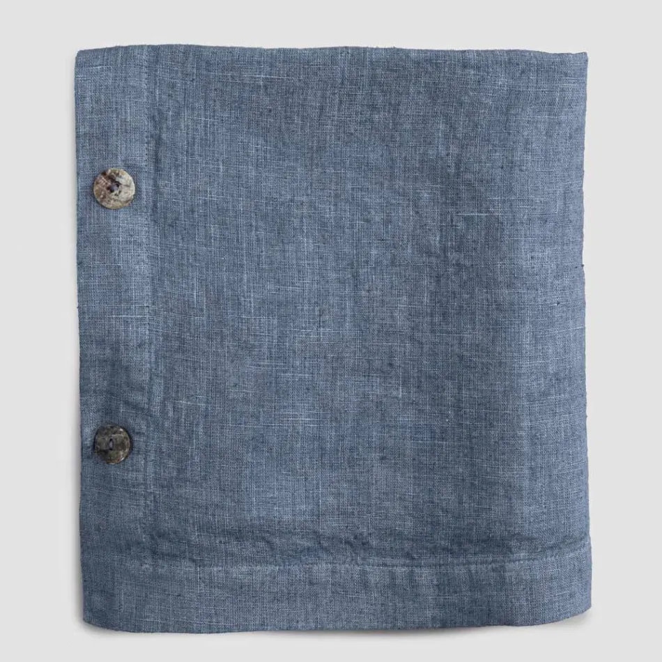 Prostokątny obrus lniany z dziurkami na guziki i 12 luksusowymi guzikami - śródziemnomorski Viadurini