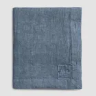 Prostokątny obrus lniany z dziurkami na guziki i 12 luksusowymi guzikami - śródziemnomorski Viadurini