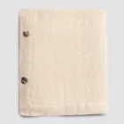 Prostokątny obrus lniany z dziurkami na guziki i 12 luksusowymi guzikami - śródziemnomorski Viadurini