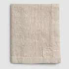 Prostokątny obrus lniany z dziurkami na guziki i 12 luksusowymi guzikami - śródziemnomorski Viadurini