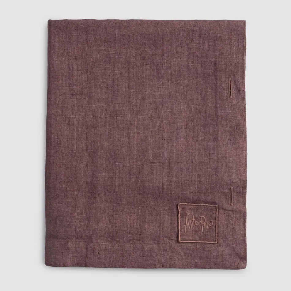 Prostokątny obrus lniany z dziurkami na guziki i 12 luksusowymi guzikami - śródziemnomorski Viadurini