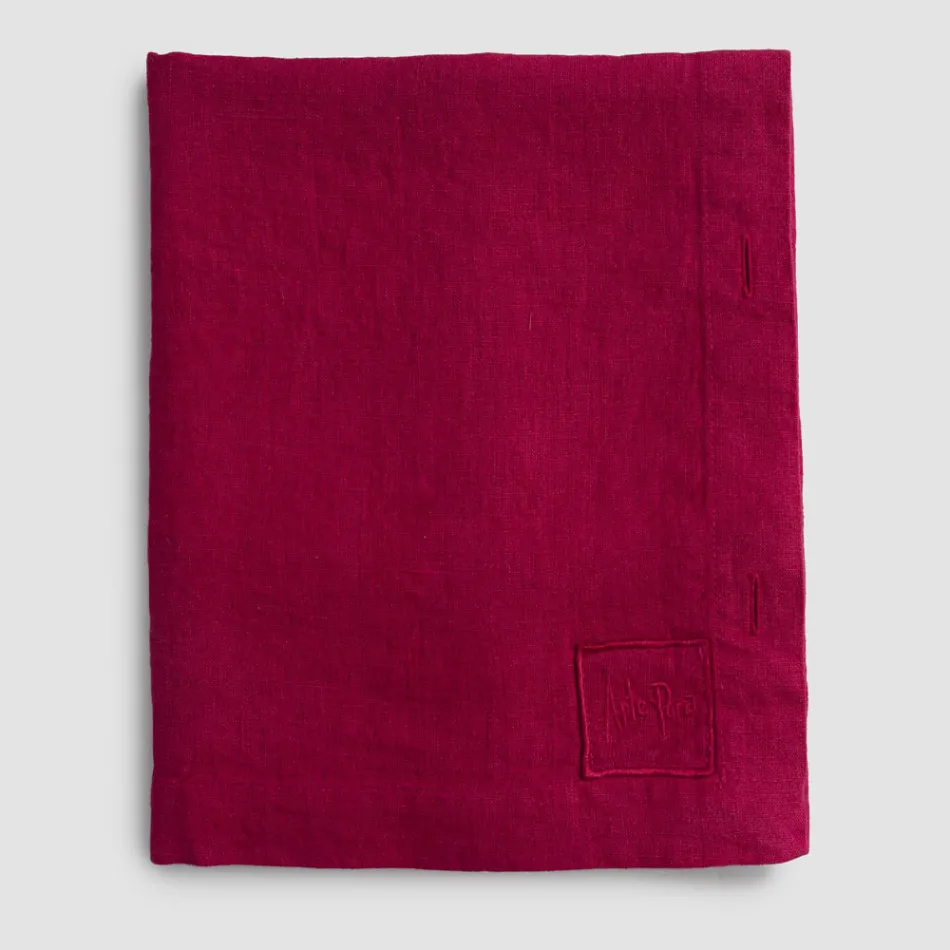 Prostokątny obrus lniany z dziurkami na guziki i 12 luksusowymi guzikami - śródziemnomorski Viadurini