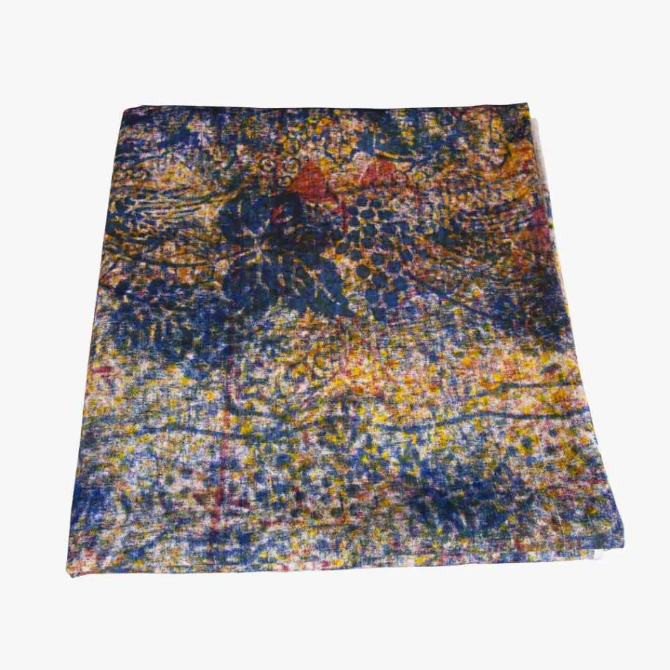 Wysokiej jakości włoski obrus wykonany ręcznie z bawełnianym nadrukiem Viadurini