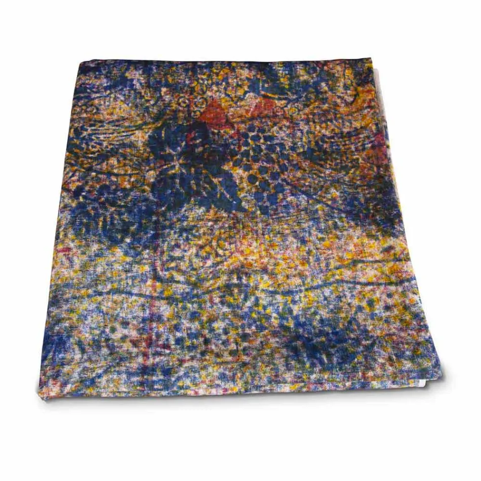 Wysokiej jakości włoski obrus wykonany ręcznie z bawełny z nadrukiem - znaki towarowe Viadurini