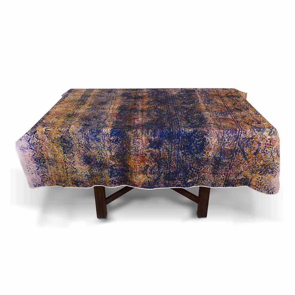 Wysokiej jakości włoski obrus wykonany ręcznie z bawełny z nadrukiem - znaki towarowe Viadurini