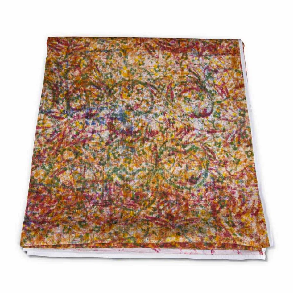 Wysokiej jakości włoski obrus wykonany ręcznie z bawełny z nadrukiem - znaki towarowe Viadurini