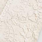 Beżowy lniany kwadratowy obrus z luksusowym, ręcznie wykonanym haftem w kształcie płatków - Vippel Viadurini