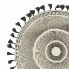 Okrągła podkładka śniadaniowa z juty z czarnymi frędzlami 12 sztuk - Casside Viadurini