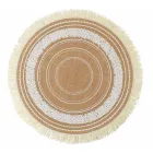 Okrągła podkładka śniadaniowa z juty i 3 białe dekoracje 12 szt. - Cassiode Viadurini