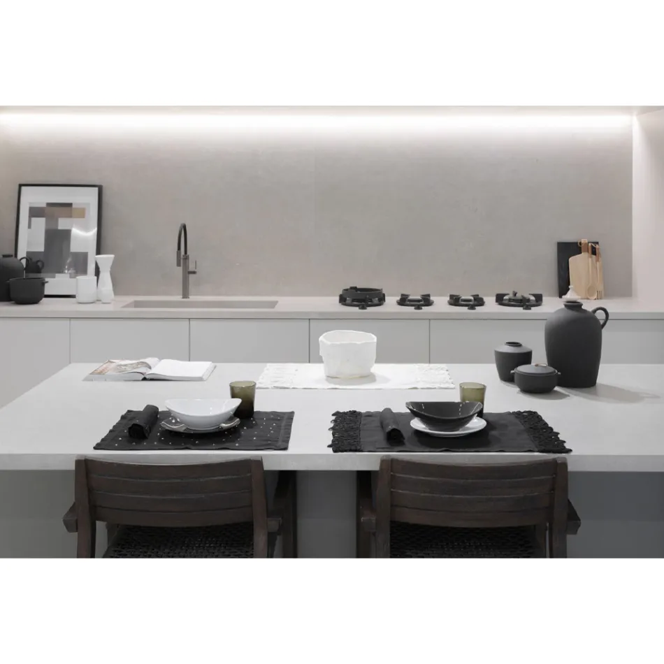 Serwetki lniane z czarnymi lub maślanymi kryształkami, 6 sztuk Italian Luxury - Prezio Viadurini