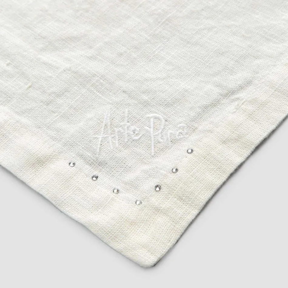 Serwetki lniane z czarnymi lub maślanymi kryształkami, 6 sztuk Italian Luxury - Prezio Viadurini