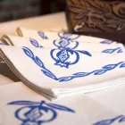 Serwetka w mieszanej pościeli z ręcznie nadrukowanym unikalnym kawałkiem Made in Italy - marki Viadurini