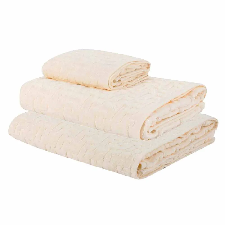 Trio ręczników kąpielowych z frotte Cotton Towel, Face and Guest - Ginestra Viadurini