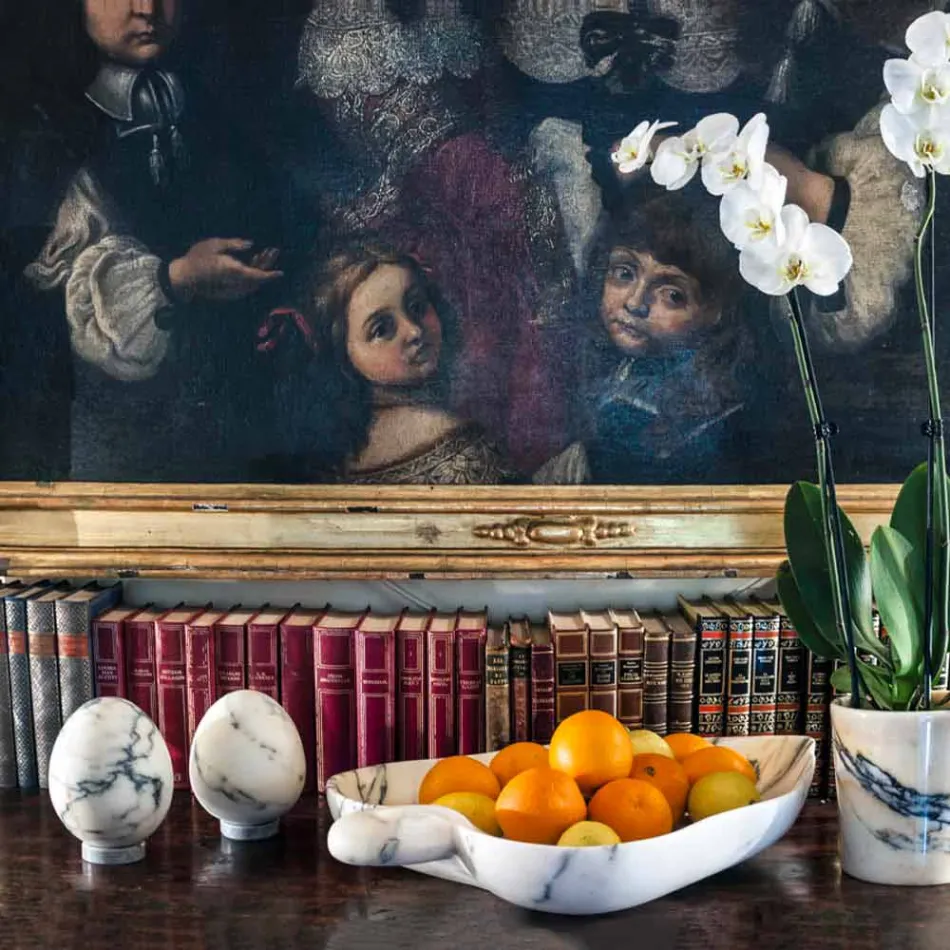 Średni wystrój jajek z marmuru Paonazzo Elegancki design Made in Italy - Olimo Viadurini