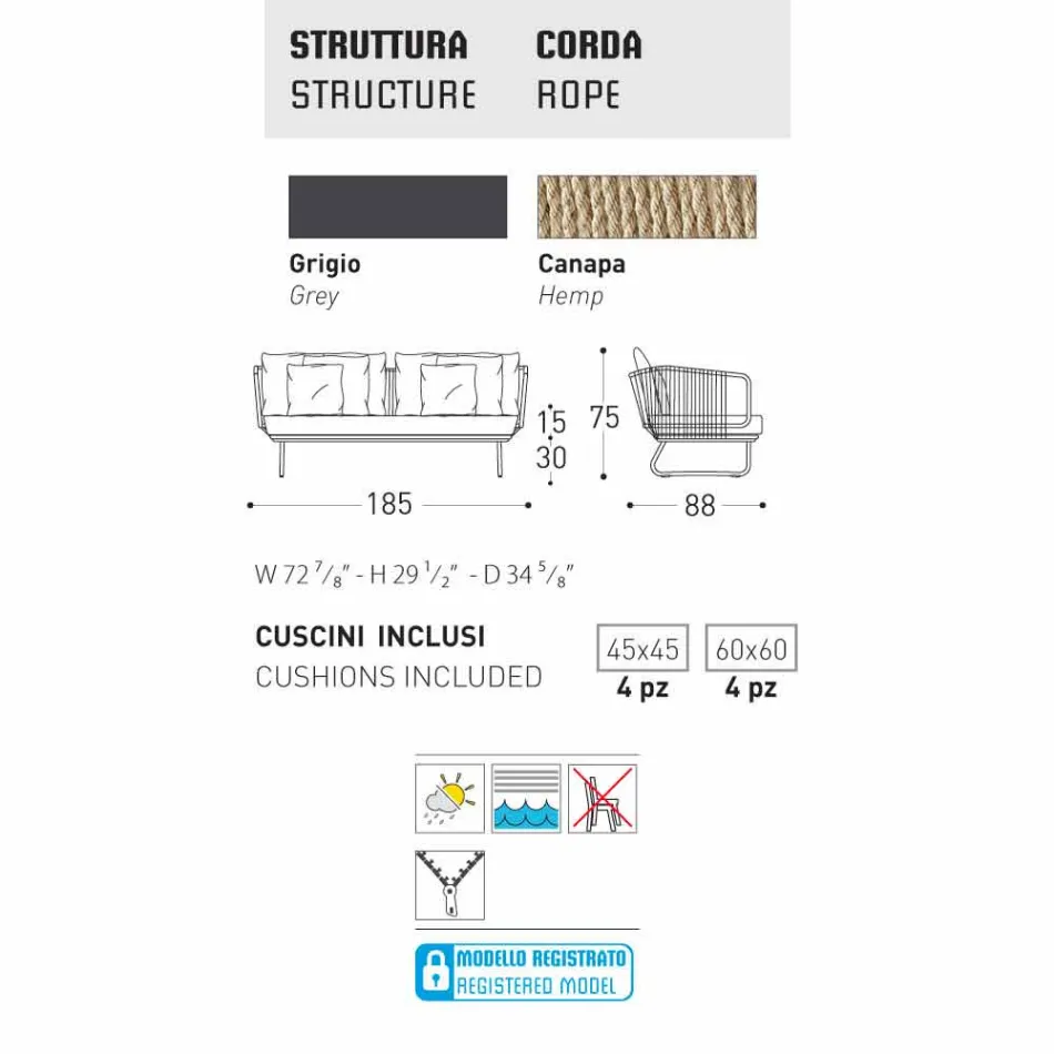 Varaschin Babylon Sofa 2 osobowa z nowoczesnym wzornictwem Viadurini