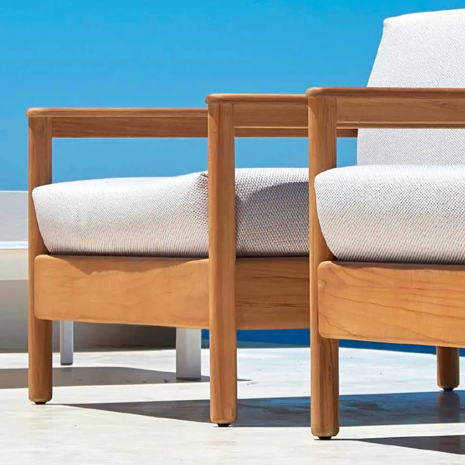 Varaschin Bali nowoczesny fotel na zewnątrz z tapicerowanej tkaniny Viadurini