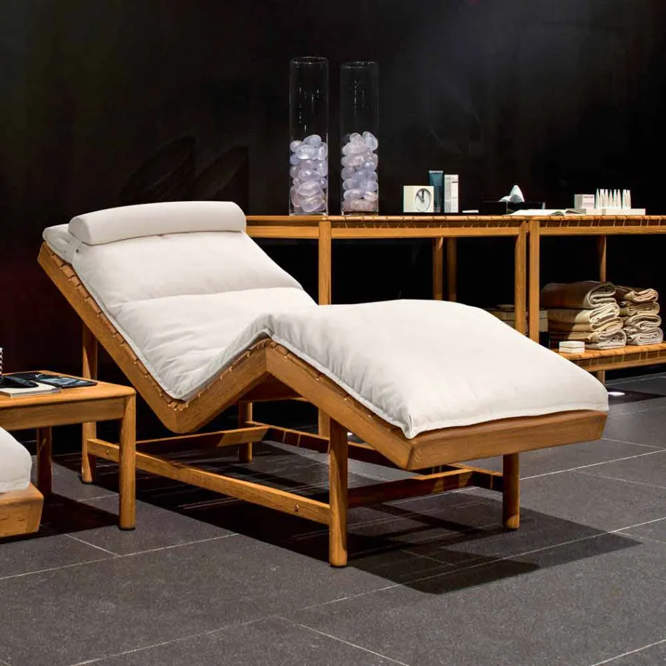 Varaschin Barcode współczesne łóżko ogrodowe / kryty teak Viadurini