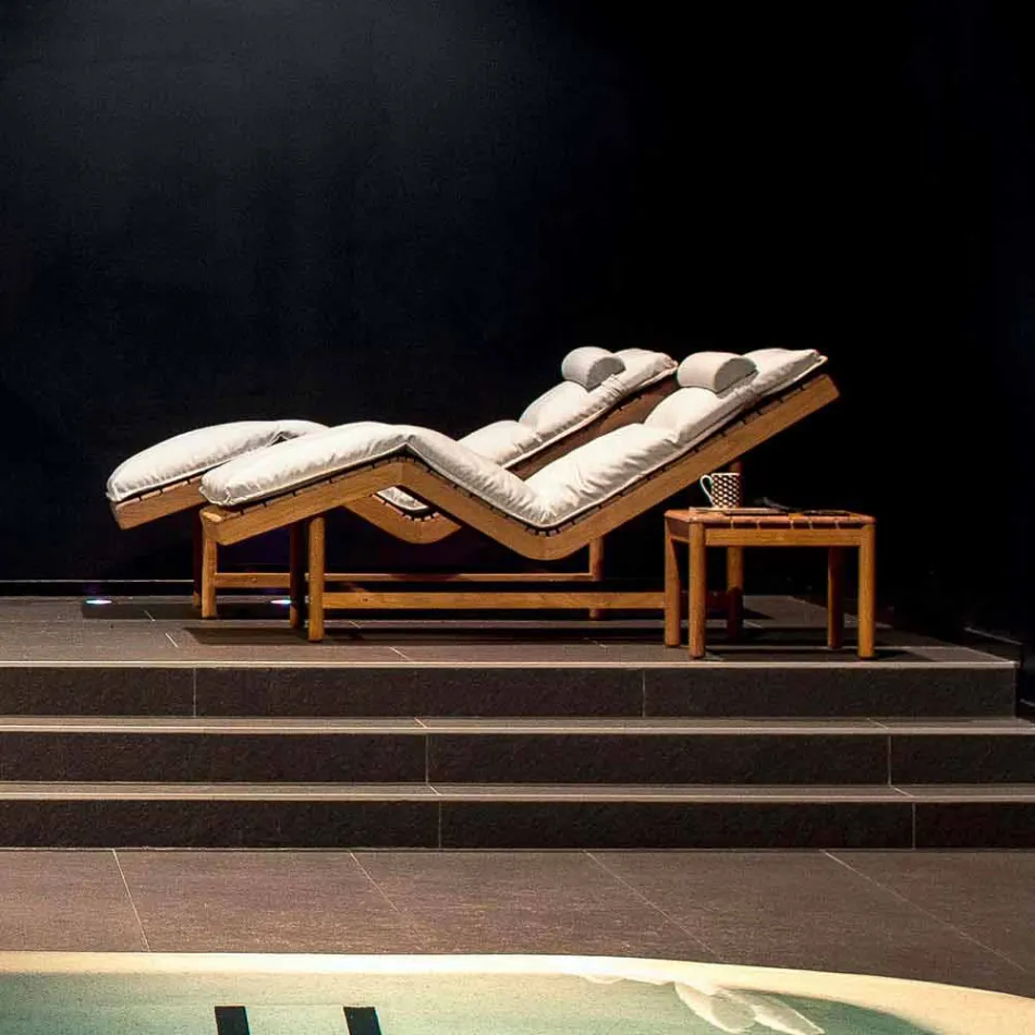 Varaschin Barcode współczesne łóżko ogrodowe / kryty teak Viadurini