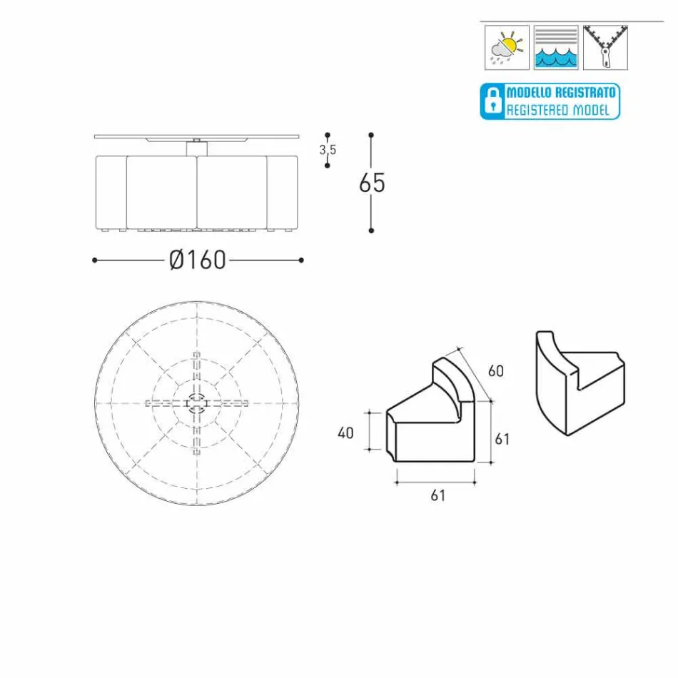 Stolik ogrodowy Big In &amp; Out Varaschin + 8 nowoczesnych foteli Viadurini