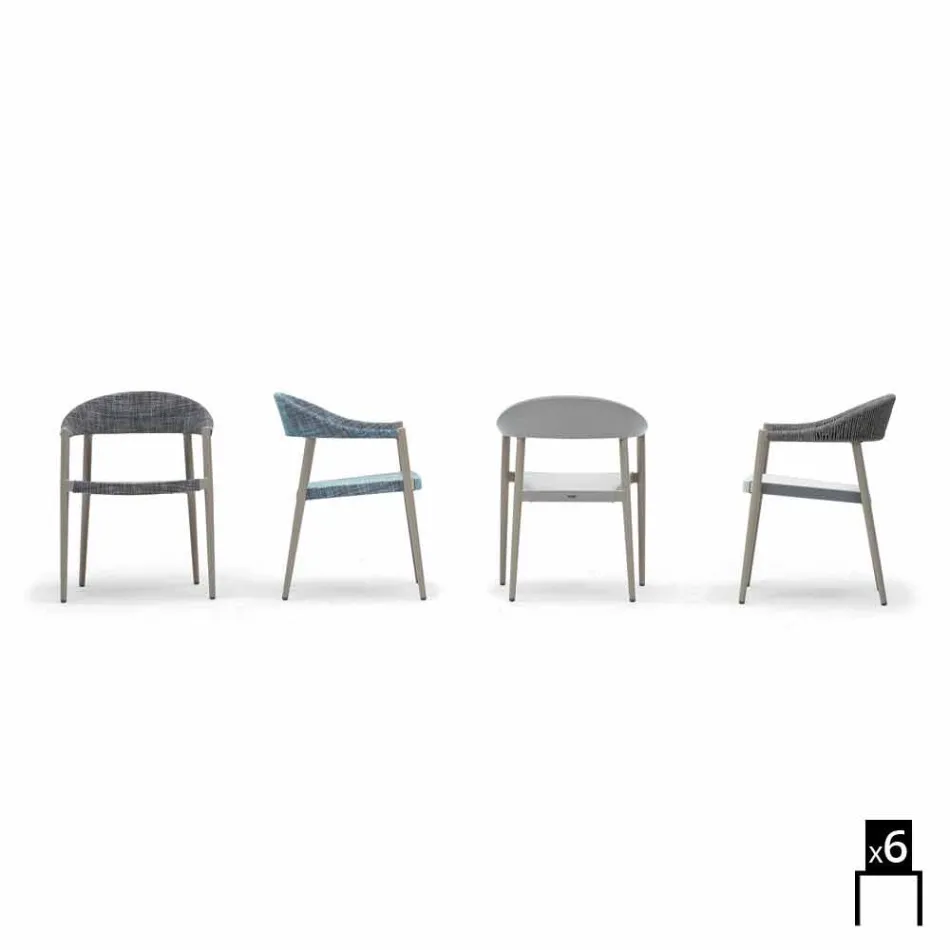 Varaschin Clever krzesło nowoczesnych projektowanie ogrodów, 6 sztuk Viadurini