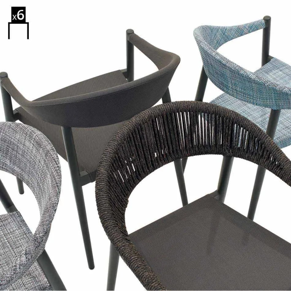 Varaschin Clever krzesło nowoczesnych projektowanie ogrodów, 6 sztuk Viadurini