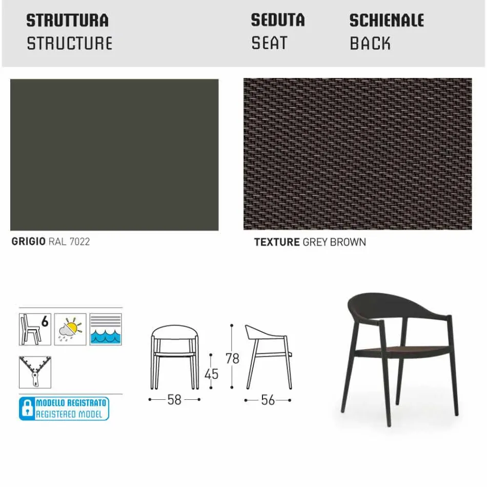 Varaschin Clever krzesło nowoczesnych projektowanie ogrodów, 6 sztuk Viadurini