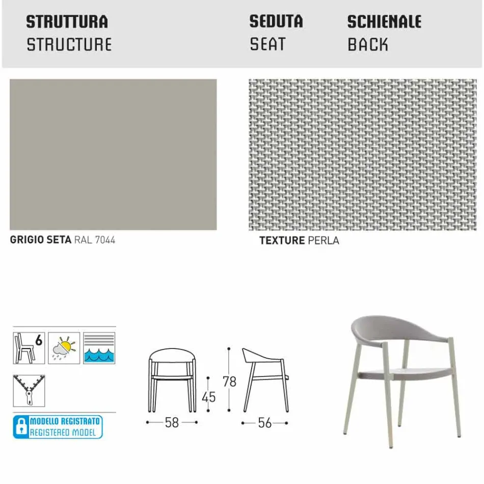 Varaschin Clever krzesło nowoczesnych projektowanie ogrodów, 6 sztuk Viadurini