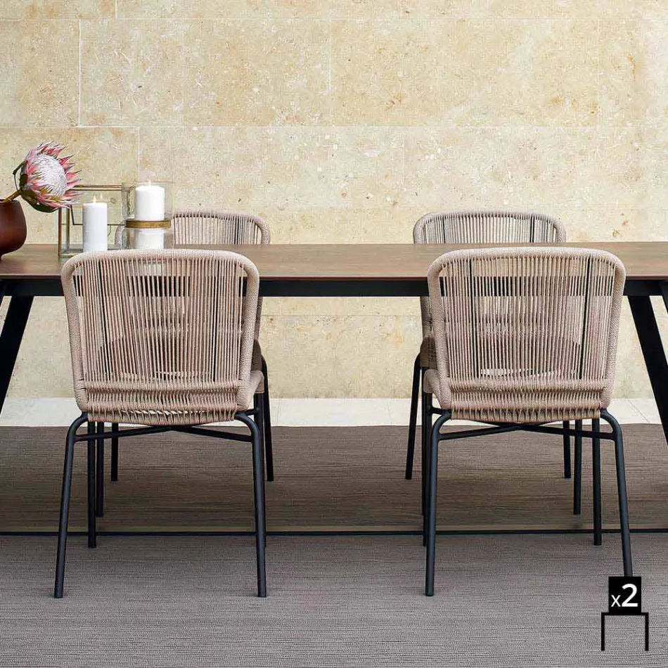 Varaschin Cricket krzesło zewnątrz nowoczesny tkane ręcznie, 2 szt Viadurini