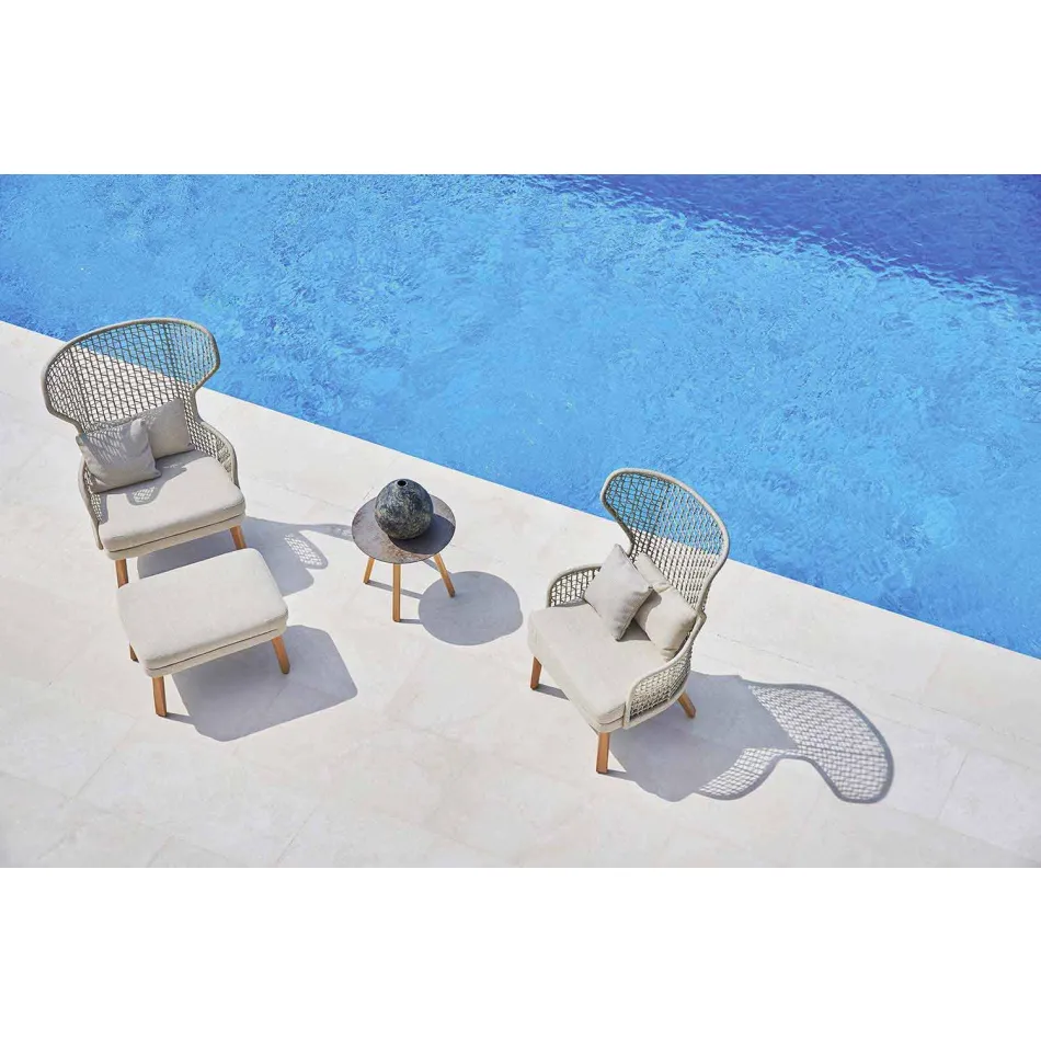 Podnóżek outdoorowy Varaschin Emma w tkaninie tapicerowanej Viadurini