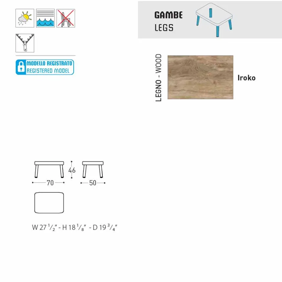 Podnóżek outdoorowy Varaschin Emma w tkaninie tapicerowanej Viadurini