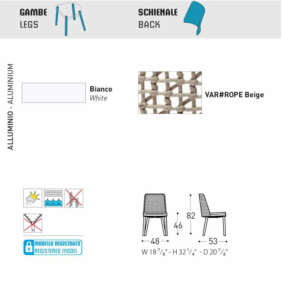 Varaschin Krzesło outdoorowe Emma z tkaniny i aluminium Viadurini
