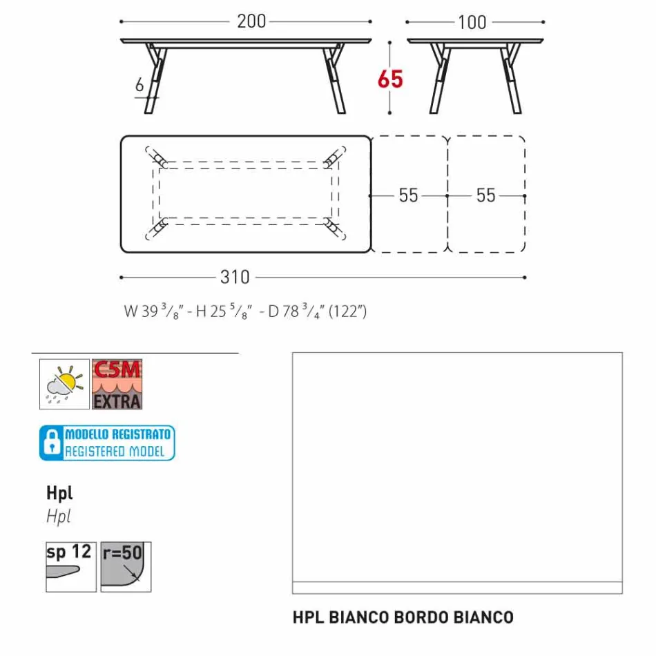 Varaschin link Stół Stół z nogami teak, H65 cm Viadurini