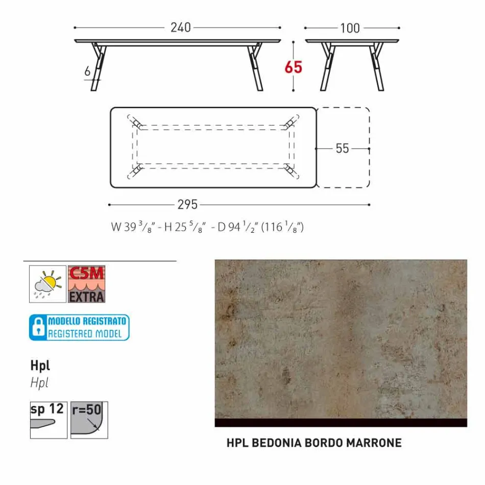 Varaschin link Stół Stół z nogami teak, H65 cm Viadurini