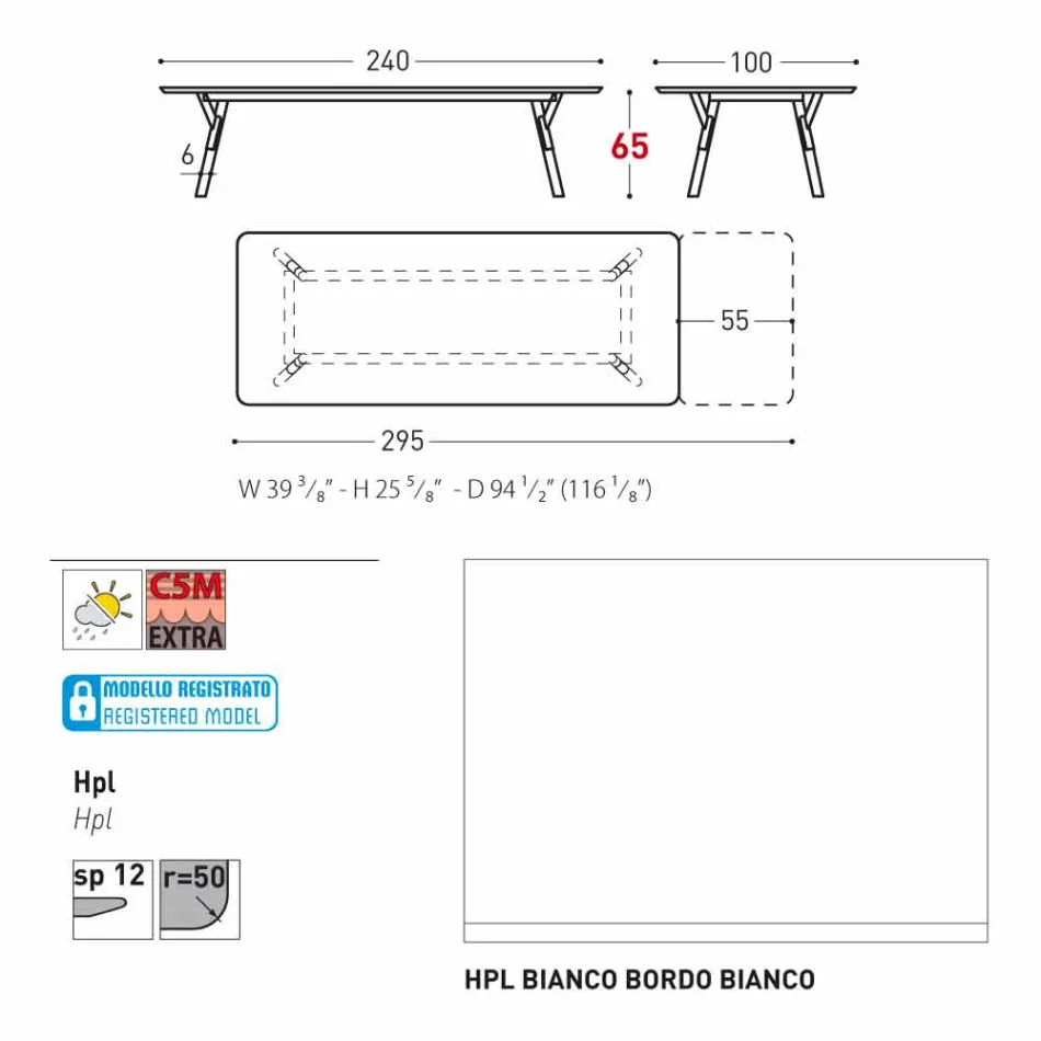 Varaschin link tabela H 65 cm ogród z możliwością przedłużenia do 350 cm Viadurini