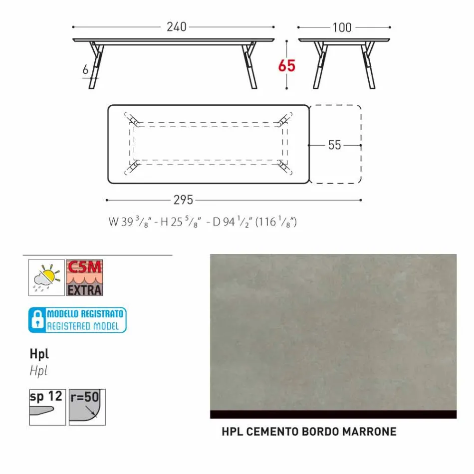 Varaschin link tabela H 65 cm ogród z możliwością przedłużenia do 350 cm Viadurini