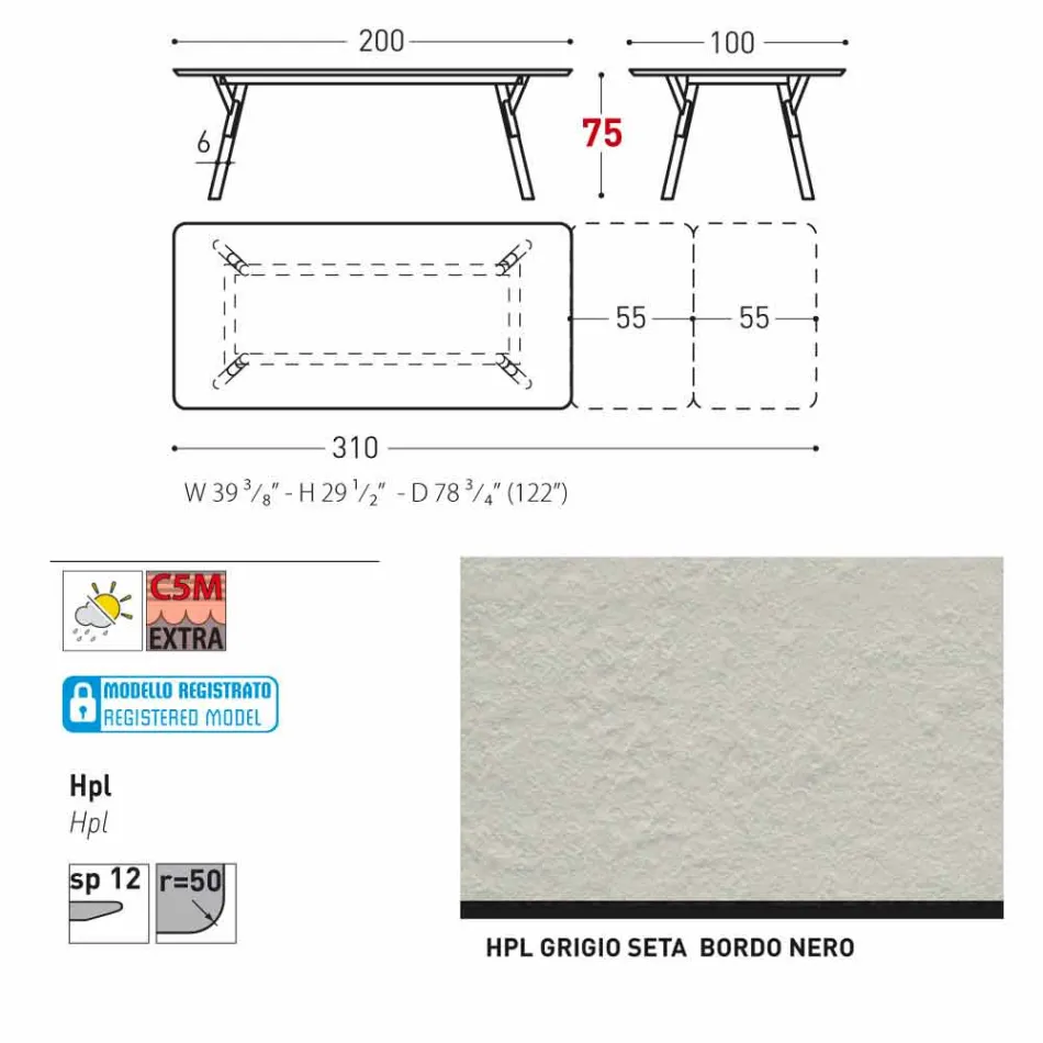 Varaschin link przedłużenie ogrodowy stół z nogami teak, H75 cm Viadurini