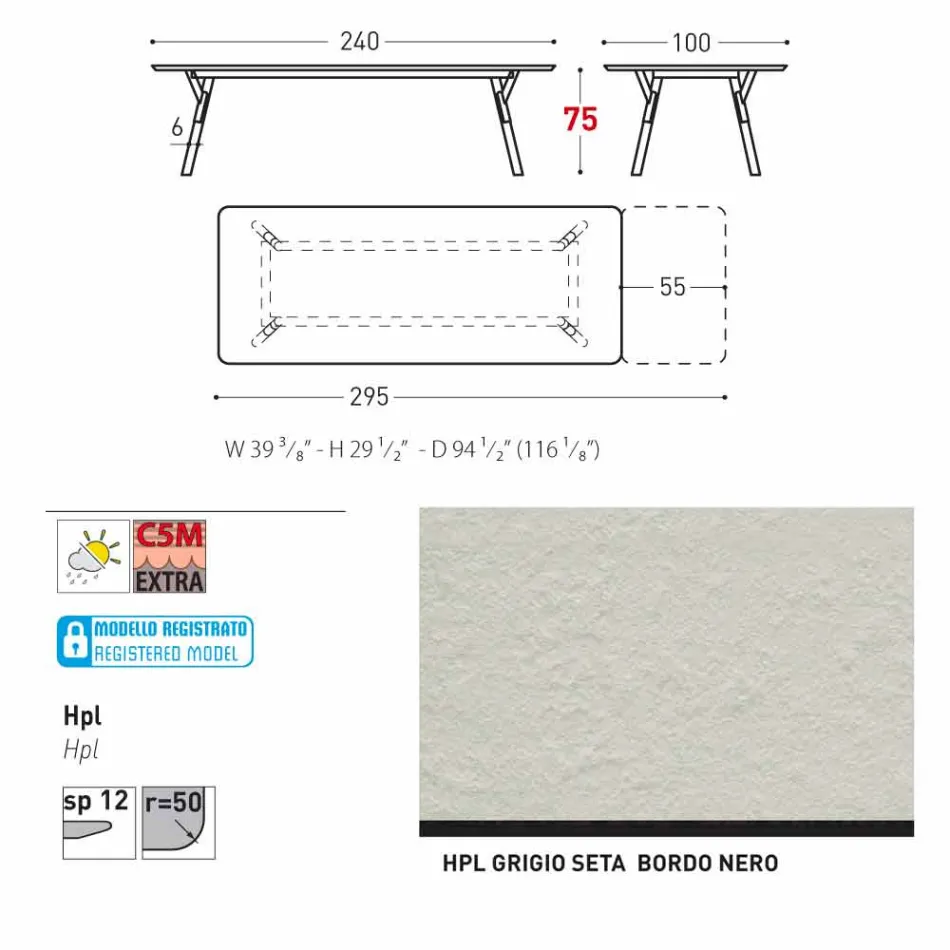 Varaschin link przedłużenie ogrodowy stół z nogami teak, H75 cm Viadurini
