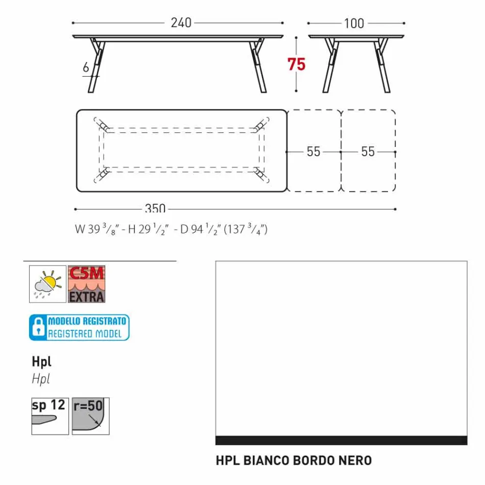Varaschin link przedłużenie ogrodowy stół z nogami teak, H75 cm Viadurini