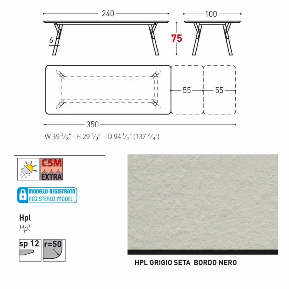 Varaschin link przedłużenie ogrodowy stół z nogami teak, H75 cm Viadurini