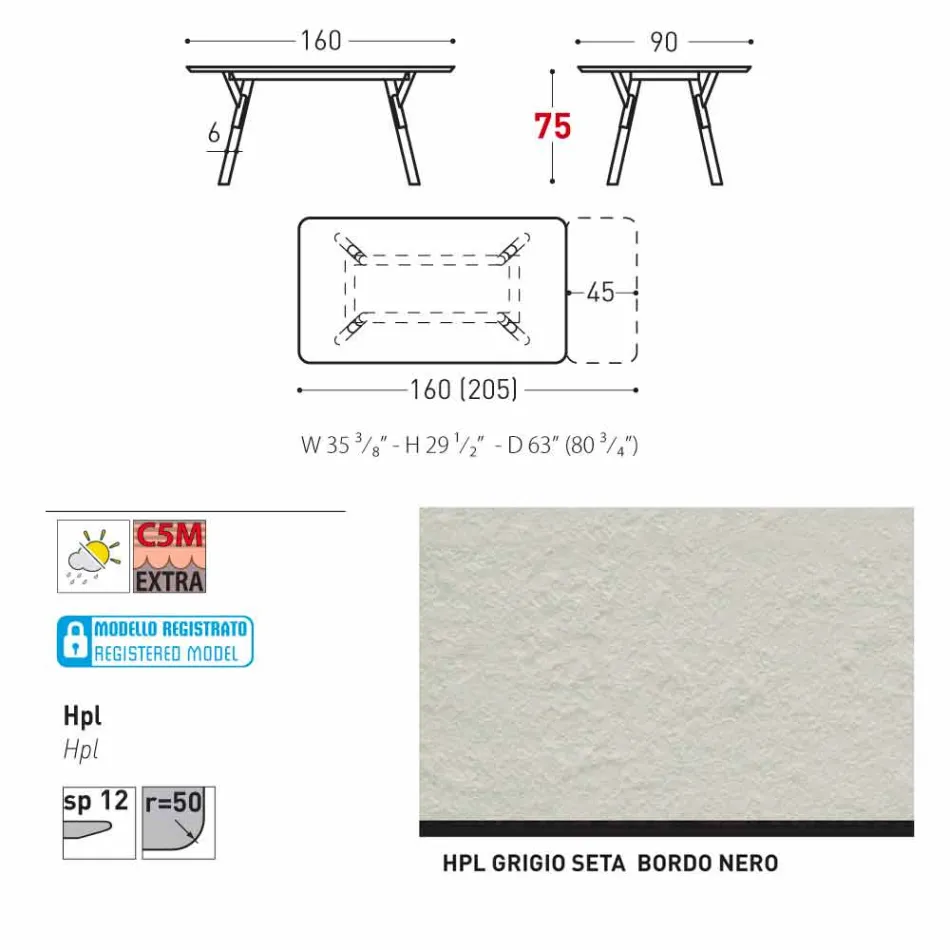 Varaschin link przedłużenie ogrodowy stół z nogami teak, H75 cm Viadurini