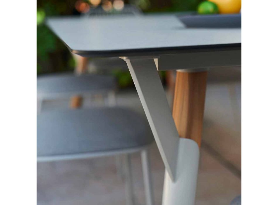 Varaschin link przedłużenie ogrodowy stół z nogami teak, H75 cm Viadurini